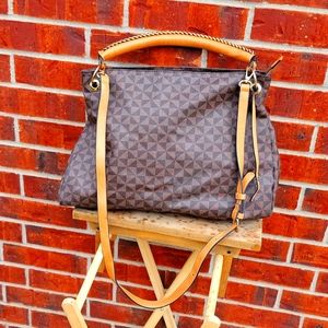 Brown designed triangle Handbag